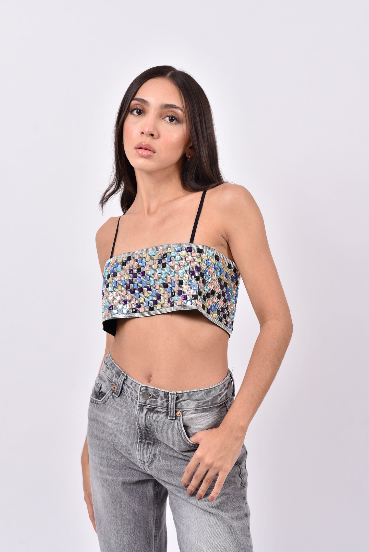 Top cristales multicolor