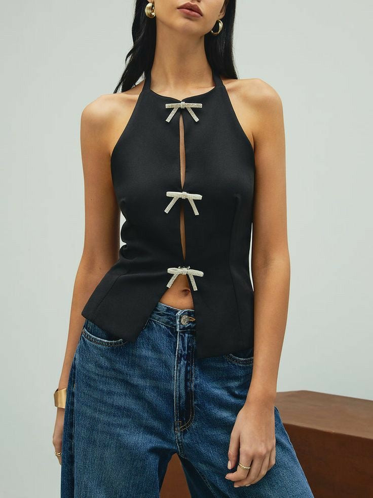 Top lazos Negro