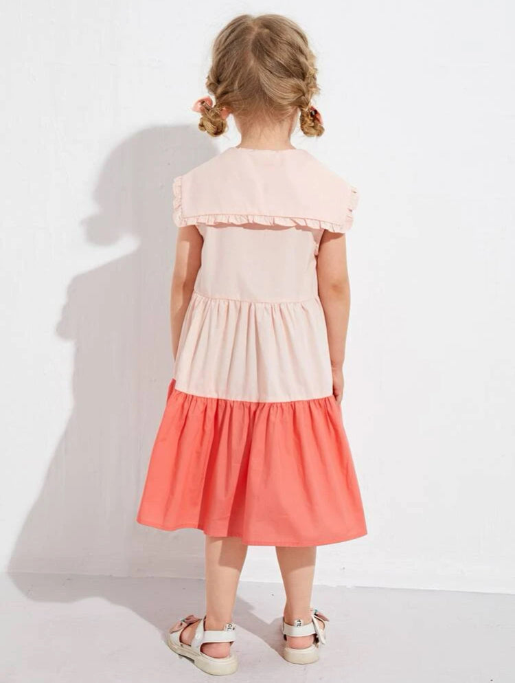 Vestido color block de cuello marinero