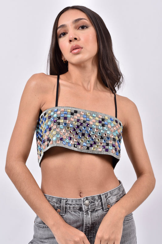 Top cristales multicolor