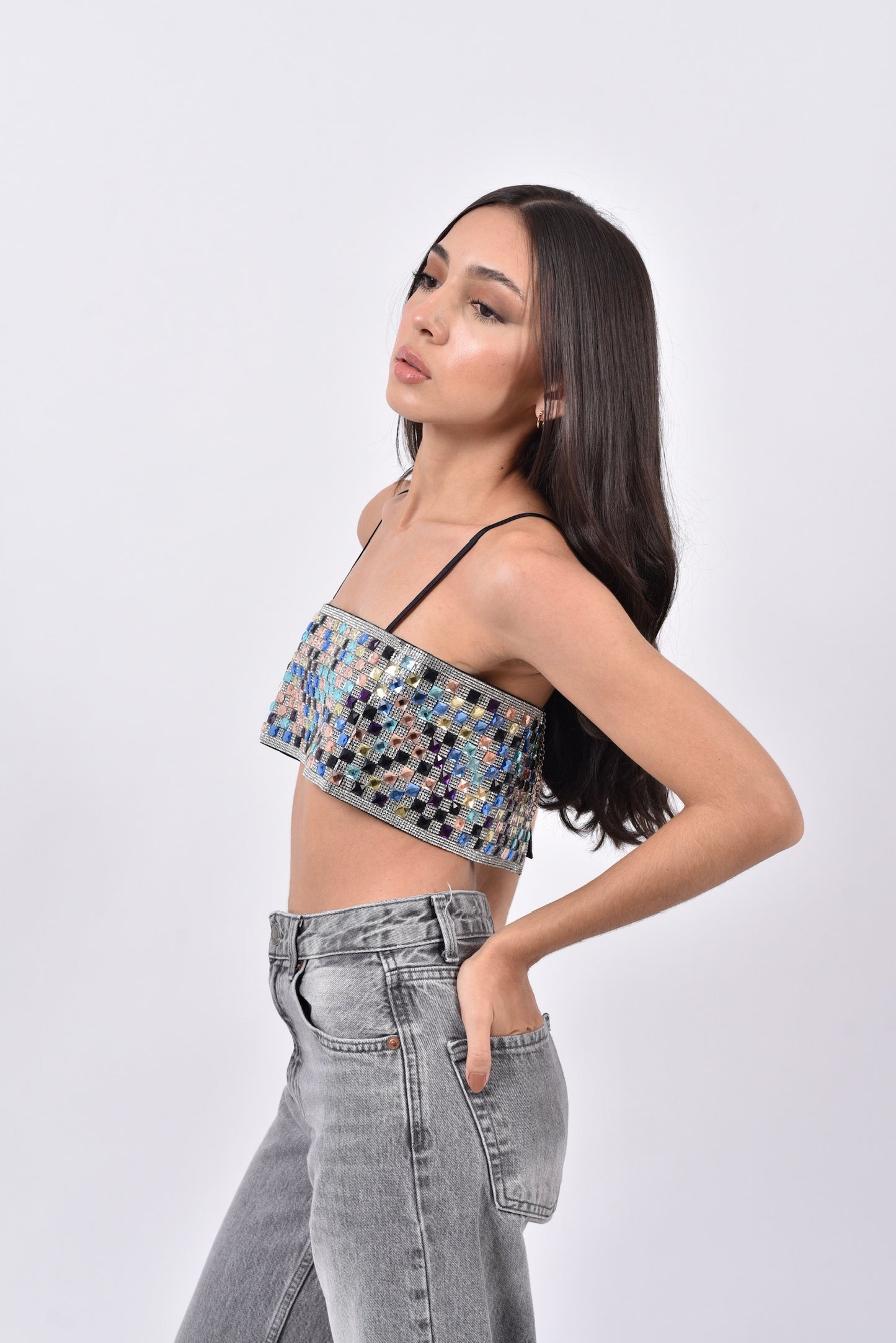 Top cristales multicolor