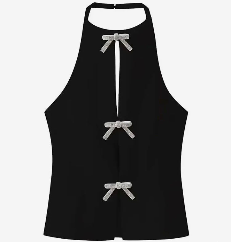 Top lazos Negro