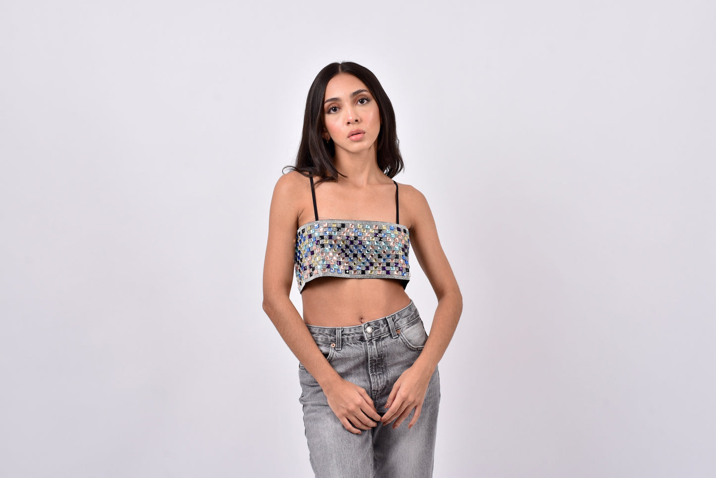 Top cristales multicolor