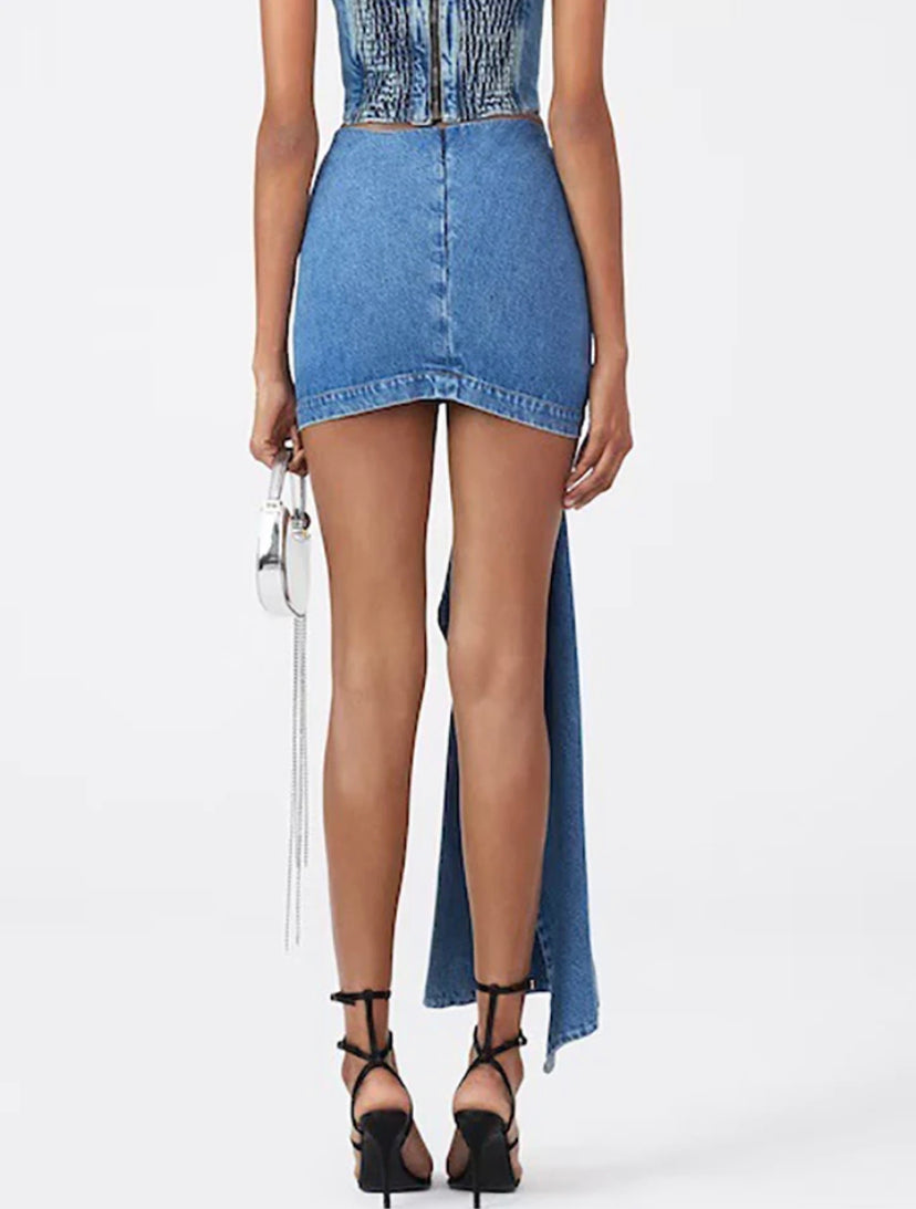 Falda demin con aplique floral