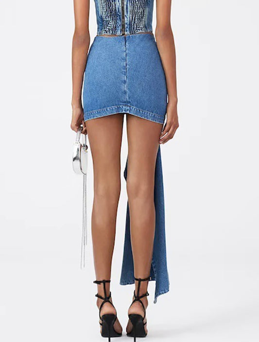 Falda demin con aplique floral