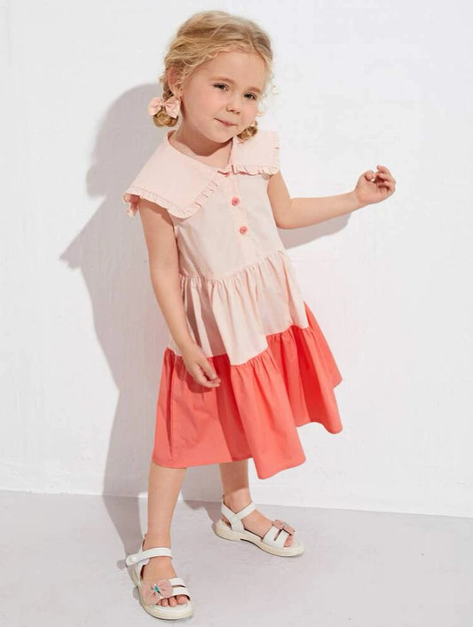 Vestido color block de cuello marinero